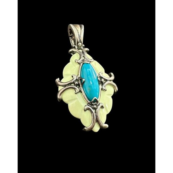 Carolyn Pollack Sleeping Beauty Turquoise Multi Gemstone Sterling Silver Pendant - Picture 1 of 7